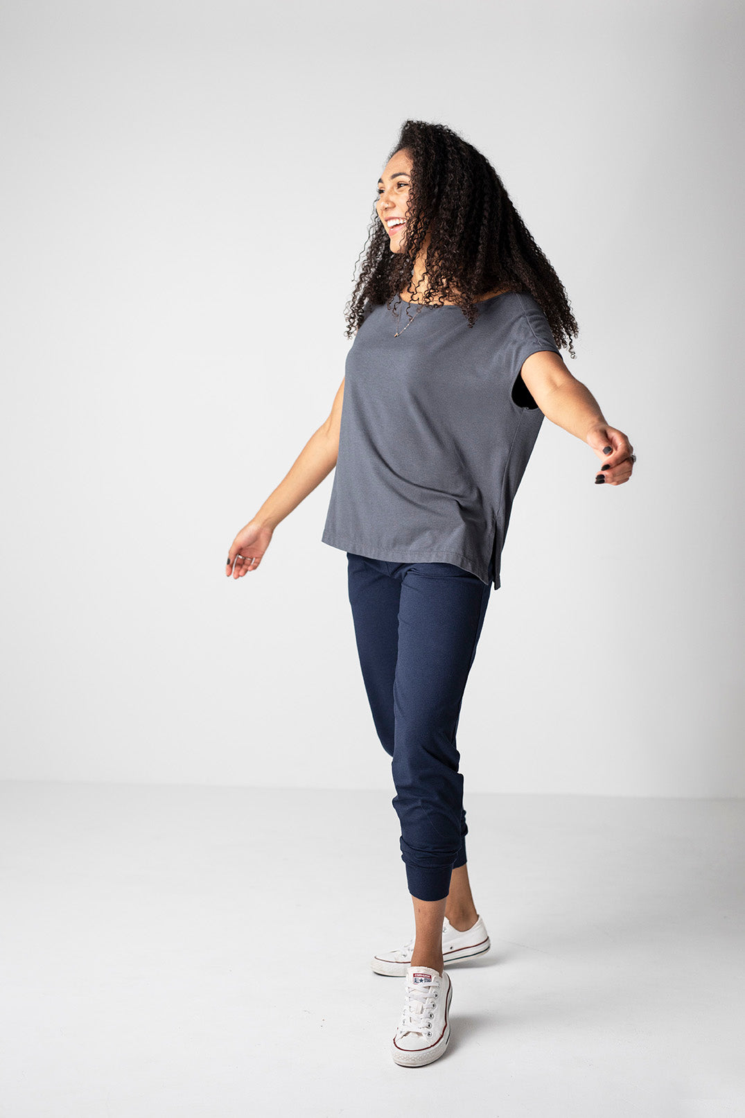 Everyday Sabbatical off-shoulder top — soft, wrinkle-resistant, flattering neckline.