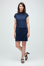 Everyday Sabbatical Sleeveless Dress — flattering draped waist, capped shoulder, faux-wrap skirt.