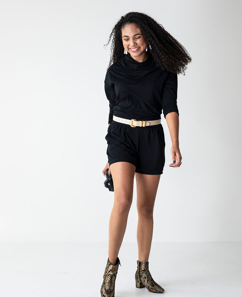 All-Around Shorts in Black and Effortless Top in Black